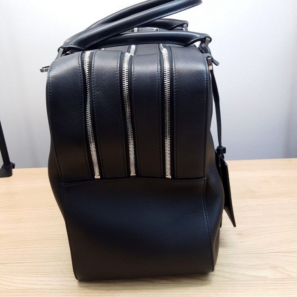 SALVATORE FERRAGAMO Mens Star Black Leather Triple Zip Tote Briefcase $3300 - Picture 5 of 16